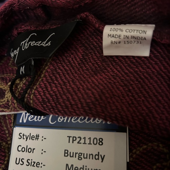 New Young Threads Open Front Waterfall Hemline Burgundy Cardigan SZ Medium - Picture 7 of 10